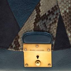 Pre Owned Marc by Marc Jacobs Blue Snakeskin and Leather Shoulder Bag