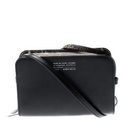 Pre Owned حقيبة كروس مارك باي مارك جاكوبس جلد ثعبان منقوش وجلد أسود