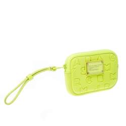 Pre Owned Marc by Marc Jacob Neon Green Dreamy Logo Fabric Wingnam Wristlet Pouch