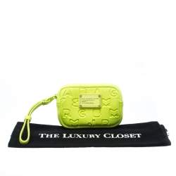 Pre Owned Marc by Marc Jacob Neon Green Dreamy Logo Fabric Wingnam Wristlet Pouch