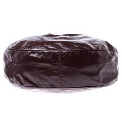 Pre Owned Marc by Marc Jacobs Brown/Pink Patent Leather Classic Q Hillier Hobo