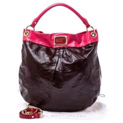 Pre Owned Marc by Marc Jacobs Brown/Pink Patent Leather Classic Q Hillier Hobo