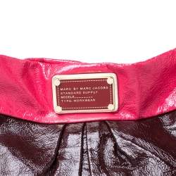 Pre Owned Marc by Marc Jacobs Brown/Pink Patent Leather Classic Q Hillier Hobo