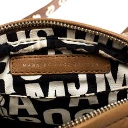 Pre Owned حقيبة كروس مارك باي مارك جاكوبس مستديرة جلد مرصعة بني فاتحة