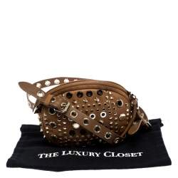 Pre Owned حقيبة كروس مارك باي مارك جاكوبس مستديرة جلد مرصعة بني فاتحة