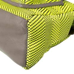 Pre Owned Marc by Marc Jacobs Neon Green/Grey Patent Leather and Nylon Werdie Satchel