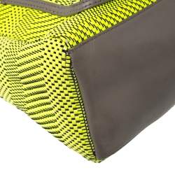 Pre Owned Marc by Marc Jacobs Neon Green/Grey Patent Leather and Nylon Werdie Satchel