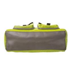 Pre Owned Marc by Marc Jacobs Neon Green/Grey Patent Leather and Nylon Werdie Satchel