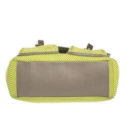 Marc by Marc Jacobs Neon Green/Grey Woven Patent Leather and Nylon Werdie Top Handle Bag