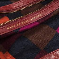 Pre Owned Marc by Marc Jacobs Red Glaze Leather Classic Q Hillier Hobo