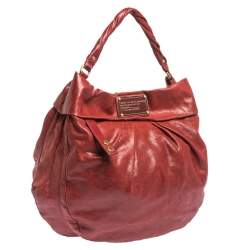 Pre Owned Marc by Marc Jacobs Red Glaze Leather Classic Q Hillier Hobo
