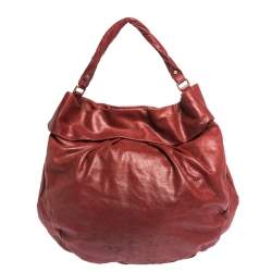 Pre Owned Marc by Marc Jacobs Red Glaze Leather Classic Q Hillier Hobo