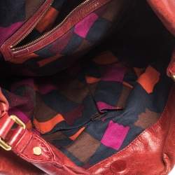 Pre Owned Marc by Marc Jacobs Red Glaze Leather Classic Q Hillier Hobo