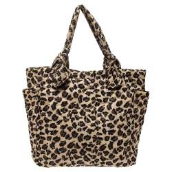 مملوكة مسبقًا حقيبة مارك باي مارك جاكوبس نايلون جلد بيج نقشة الفهد متوسطة