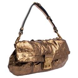 Marc by Marc Jacobs Metallic Gold Monogram Leather Shoulder Bag