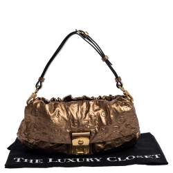 Marc by Marc Jacobs Metallic Gold Monogram Leather Shoulder Bag