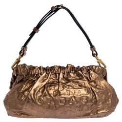 Marc by Marc Jacobs Metallic Gold Monogram Leather Shoulder Bag