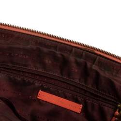 Pre Owned Marc by Marc Jacobs Burgundy/Orange Leather Zipped Satchel