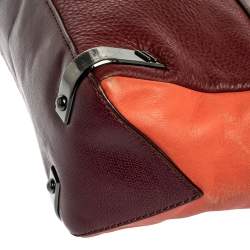 Pre Owned Marc by Marc Jacobs Burgundy/Orange Leather Zipped Satchel