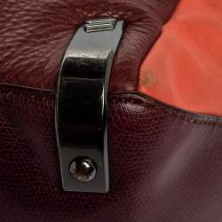 Pre Owned Marc by Marc Jacobs Burgundy/Orange Leather Zipped Satchel
