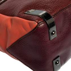 Pre Owned Marc by Marc Jacobs Burgundy/Orange Leather Zipped Satchel