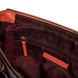 Pre Owned Marc by Marc Jacobs Burgundy/Orange Leather Zipped Satchel