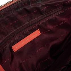 Pre Owned Marc by Marc Jacobs Burgundy/Orange Leather Zipped Satchel