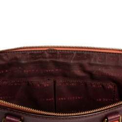 Pre Owned Marc by Marc Jacobs Burgundy/Orange Leather Zipped Satchel