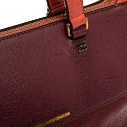 Pre Owned Marc by Marc Jacobs Burgundy/Orange Leather Zipped Satchel