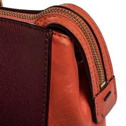 Pre Owned Marc by Marc Jacobs Burgundy/Orange Leather Zipped Satchel