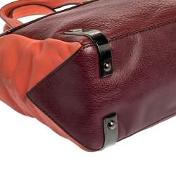 Pre Owned Marc by Marc Jacobs Burgundy/Orange Leather Zipped Satchel