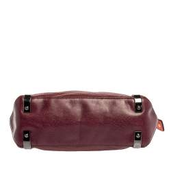 Pre Owned Marc by Marc Jacobs Burgundy/Orange Leather Zipped Satchel