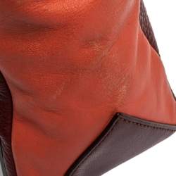Pre Owned Marc by Marc Jacobs Burgundy/Orange Leather Zipped Satchel