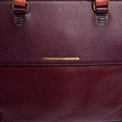 Pre Owned Marc by Marc Jacobs Burgundy/Orange Leather Zipped Satchel