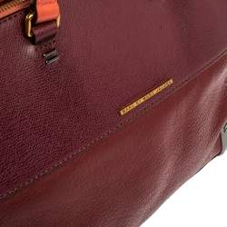 Pre Owned Marc by Marc Jacobs Burgundy/Orange Leather Zipped Satchel