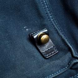 Pre Owned Marc by Marc Jacobs Dark Blue Canvas and Leather Turnlock Flap Shoulder Bag