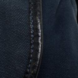 Pre Owned Marc by Marc Jacobs Dark Blue Canvas and Leather Turnlock Flap Shoulder Bag