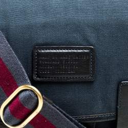 Pre Owned Marc by Marc Jacobs Dark Blue Canvas and Leather Turnlock Flap Shoulder Bag