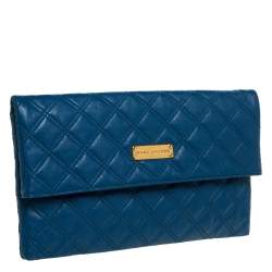 مملوكة مسبقًا Marc by Marc Jacobs Blue Quilted Leather Large Eugenie Clutch