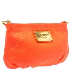 Pre Owned Marc by Marc Jacobs Neon Orange Leather Crossbody Bag