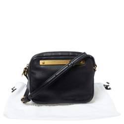 Pre Owned حقيبة كتف مارك باي مارك جاكوبس بادج شعار جلد سوداء