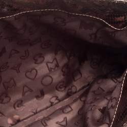 Pre Owned حقيبة كلتش مارك باي مارك جاكوبس قلاب قفل ضاغط جلد لامعة نمط ثعبان برونزية ميتالك