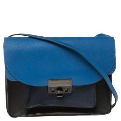 Pre Owned Marc by Marc Jacobs Blue/Black Leather Lip Lock Shoulder Bag