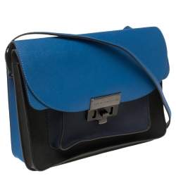 Pre Owned Marc by Marc Jacobs Blue/Black Leather Lip Lock Shoulder Bag