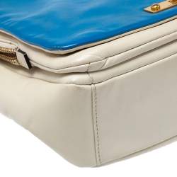 Pre Owned Marc By Marc Jacobs Blue/White Leather Goodbye Columbus Top Handle Bag