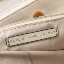 Pre Owned Marc By Marc Jacobs Blue/White Leather Goodbye Columbus Top Handle Bag