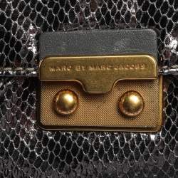 Pre Owned Marc by Marc Jacobs Metallic Snakeskin Effect Leather Fold Over Clutch