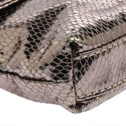 Pre Owned Marc by Marc Jacobs Metallic Snakeskin Effect Leather Fold Over Clutch