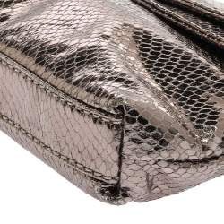 Pre Owned Marc by Marc Jacobs Metallic Snakeskin Effect Leather Fold Over Clutch