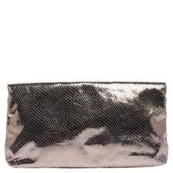 Pre Owned Marc by Marc Jacobs Metallic Snakeskin Effect Leather Fold Over Clutch